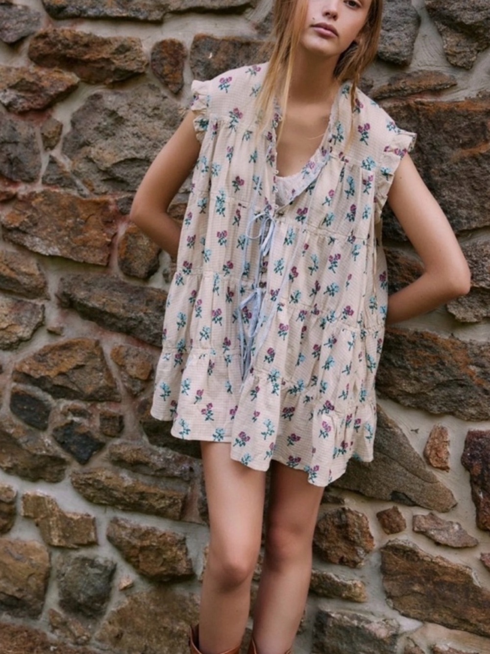 NWT Free People Sundown Print Tunic Dress in Size XS